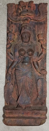 Handgeschnitzte antike hinduistische Göttin Wandrelief/Statue - Bild 2 von 10