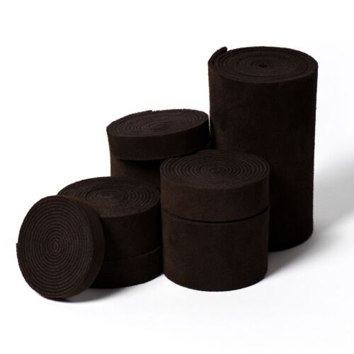 Strips of Suede Leather Dark Brown 48 Inch Length 4-4.5 oz. Scrap Leather Strips