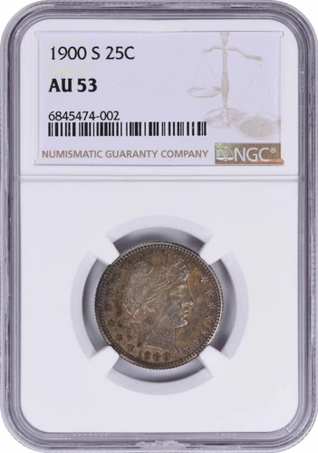 1900-S Barber Silver Quarter AU53 NGC
