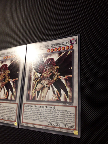 Yu-Gi-Oh! 2x Schwarzflügelzähmer-Obsidianfalke Joe, LDS2-DE042, C., 1.A., NM-EX - Bild 3 von 6