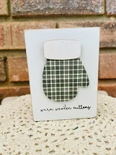 Warm Woolen Mittens Christmas Winter Wood Block Shelf Sitter