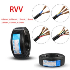 0.5mm² - 6mm² Flex Wire Copper 2/3/4/6-Core Electrical Cable PVC Insulation