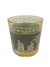 Jeanette Hellenic Greek Blue Tumbler Glass MCM Wedgwood Jasperware Gold Trim 3.5