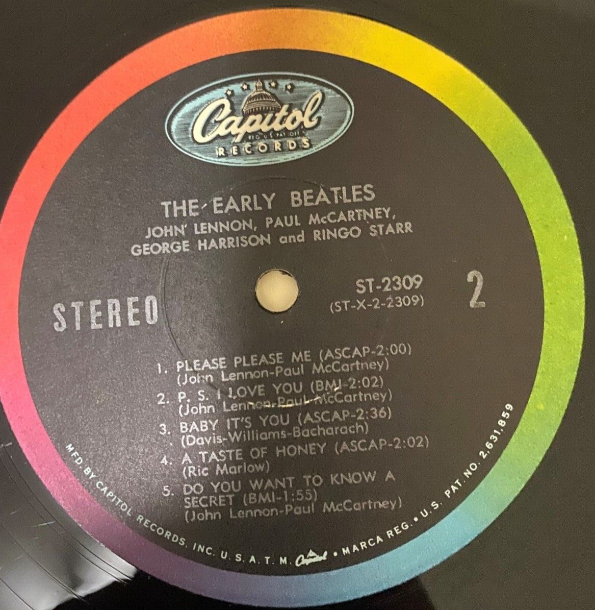 The Early Beatles vinyl LP, ST-2309 VG, Capitol Records