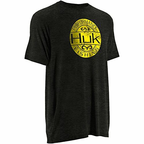 NEW HUK Performance Fishing Distressed SW Logo T-Shirt SMALL, Dark Gray