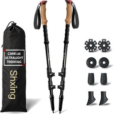 Wanderst&ouml;cke Carbon verstellbar leicht stabil 200g Korkgriff Tasche