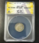1837 Seated Liberty Dime No Stars, Small Date ANACS VF 35 Details