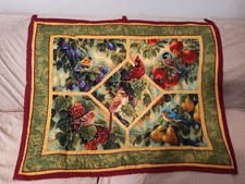 Handcrafted Bird Themed Quilt Wall Hanging One Size Green Red