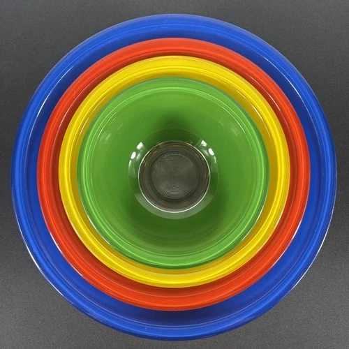 PYREX 322 323 325 326Mixing Bowl Set Red Green Blue Yellow Clear Bottom