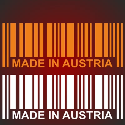 PLOTTI-SHOP 2x 12cm Barcode Aufkleber Made in AUSTRIA USA JAPAN Motorrad Supermoto