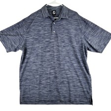 Footjoy FJ Mens XL Golf Polo Shirt Heathered Blue Stripe Short Sleeve