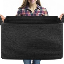 95L Extra Large Blanket Basket, 24" x 16.9" x 14.2" Woven Storage Basket for ...