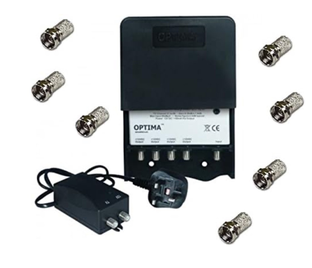 Optima MA25-4AK 4-Way TV Aerial Masthead Amplifier with Integrated 4G Filter