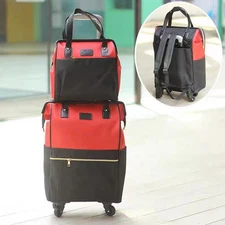 2 piece Duffle Bag w/4 Smooth Wheels Underseat Carry on Luggage Travel Suitcases