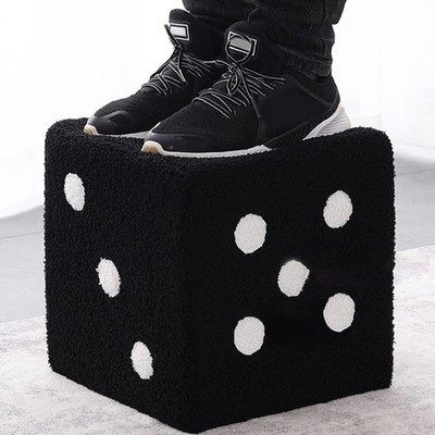 Black 20x20x20cm Foot Stool Soft Comfortable Simple Warm Sturdy Base Cube Stool