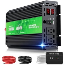 3000W Power Inverter 12V DC to 110V/120V AC Converter, 6000W Peak RV Use Green