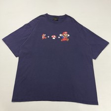 Vtg Mario Mushroom Equation Mens Shirt XL Navy Video Game Changes USA Nintendo