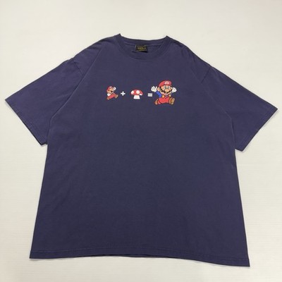 Vtg Mario Mushroom Equation Mens Shirt XL Navy Video Game Changes USA Nintendo