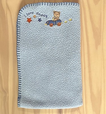 Baby Connection I Love Daddy Blue Baby Blanket Bear in Car Orange Stars Stitched
