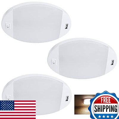 Facon LED Pancake Light w/ USB Charger 12V RV Interior Ceiling Dome Light