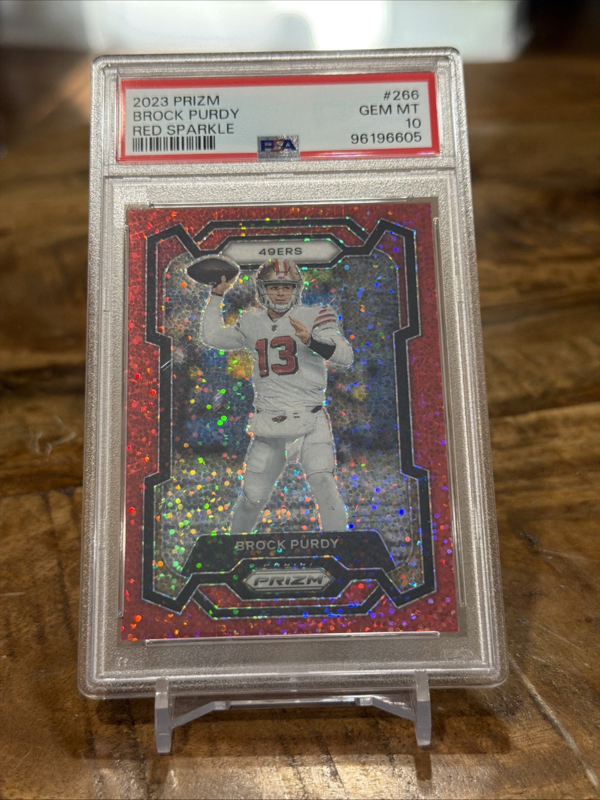 2023 PANINI PRIZM RED SPARKLE #266 BROCK PURDY PSA 10