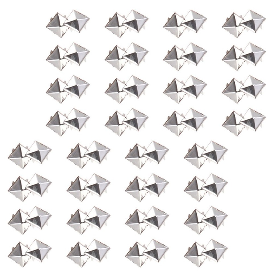 300PCS Studs for Clothing: 10mm Square Metal Spikes and Studs - Silver ...