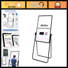 28"x20" Double-Sided Magnetic Whiteboard with Adjustable Stand - Portable Flipch