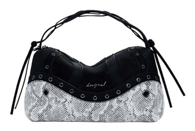 Desigual Bergamo Snake Patch Shoulder Bag Handtasche Tasche Black schwarz weiß
