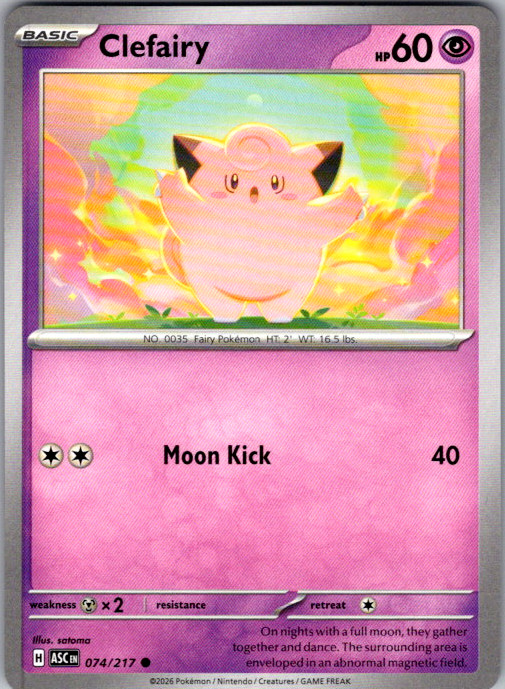 Clefairy Common ME: Ascended Heroes 074/217 NM AH-PC01