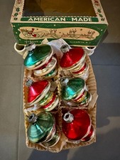 6 Vintage Shiny Brite Mercury Glass TORNADO Tree UFO Christmas Ornaments w Box