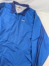 Adidas Anorak Style XL Windbreaker Pullover Jacket Blue Vintage Snap Buttons