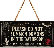 Halloween Decorations - Funny Wooden Sign for Wall Home Door Bathroom