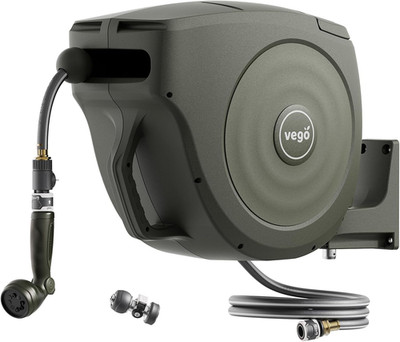 Vego Garden Hose Reel Retractable Hi-Flow Wall Mounted Hose Reel Automatic Rewin