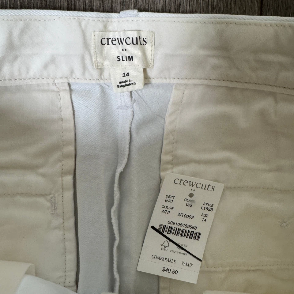 Pantalón Crewcuts by J.Crew Slim-Fit en Flex Chino Niños Talla 14 Blanco Algodón Elástico Foto 3 de 4