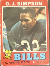 T.C.G. 1971 O.J. Simpson Football Card #260 Buffalo Bills AFL AFC Vintage