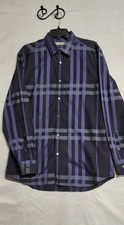 Purple/Black Plaid Burberry Men's Button Down Dress Shirt Size 16 34/35