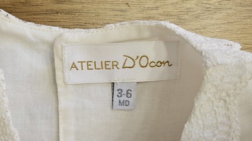 ATELIER D'Ocon Baby Girl Christening Baptism Beige dress Bonnet Bloomer 3-6 mos - Picture 7 of 20
