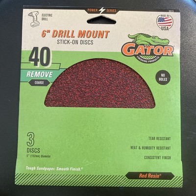 3-Pack 6-Inch Stick-On Extra-Coarse 40 GRIT Sanding Disc GATOR 3013