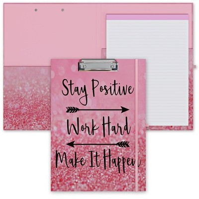 Clipboard Folio with Refillable Lined Notepad, Low Profile Clip and Interior ...
