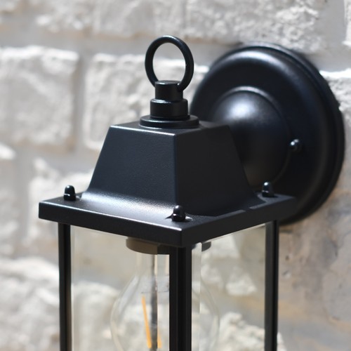 'Alderley Edge' Black Contemporary Outdoor Top Fix Garden Wall Light IP44 - Picture 3 of 7