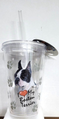 I Love My BOSTON TERRIER Double-Wall Acrylic Travel Cup Spoontiques 18oz dog