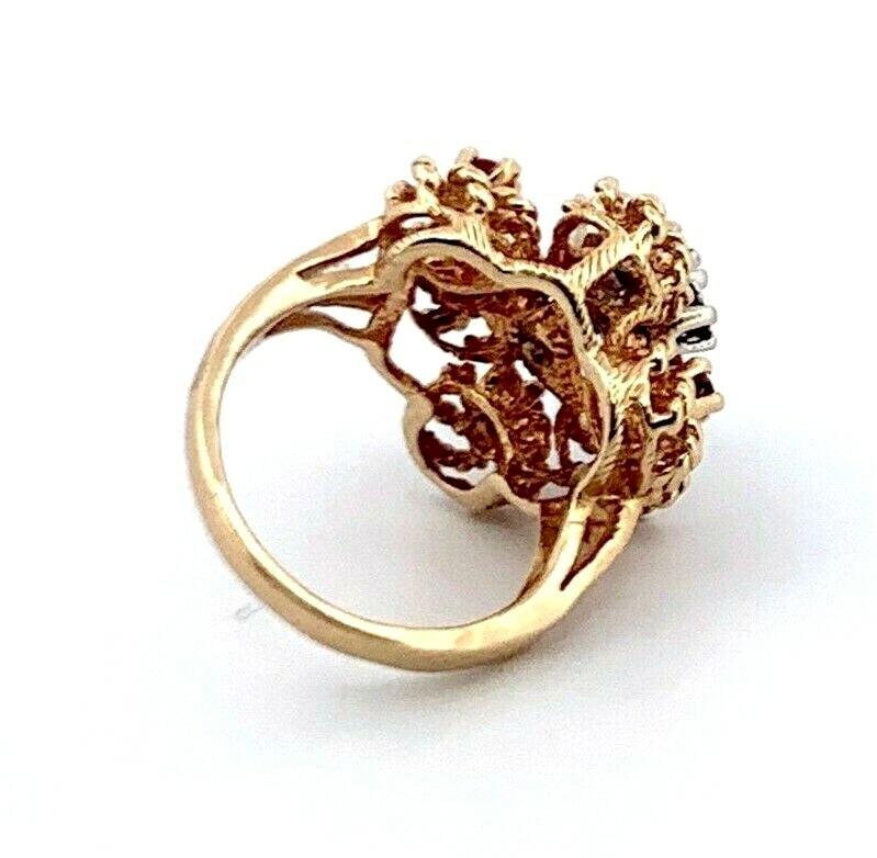14k Solid Yellow Gold Antique Ruby Statement Ring… - image 4