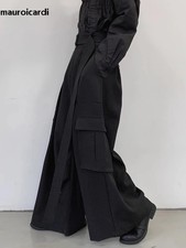 Black Oversized Casual Wide Leg Cargo Pants Pockets Vintage Clothes Streetwear