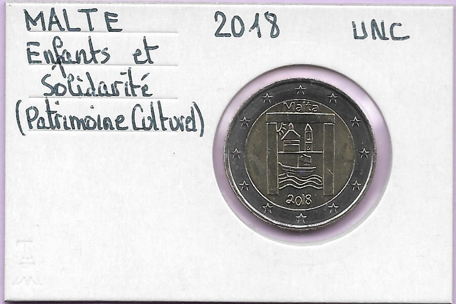 2 Euro Commémo MALTE 2018 - ENFANTS et SOLIDARITE (PATRIMOINE CULTUREL), 2 € UNC