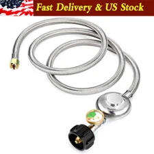 BBQ Grill Low Pressure Propane Regulator Hose 5 FT with Gauge for Gas Pit- Stove