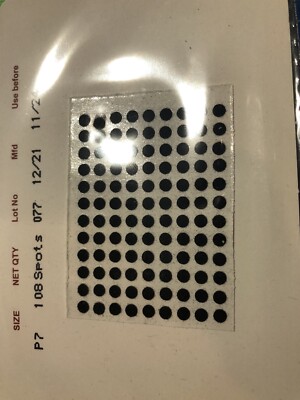 Kumkum Black Bindi Stickers Size P7- 108 Spots USA Seller