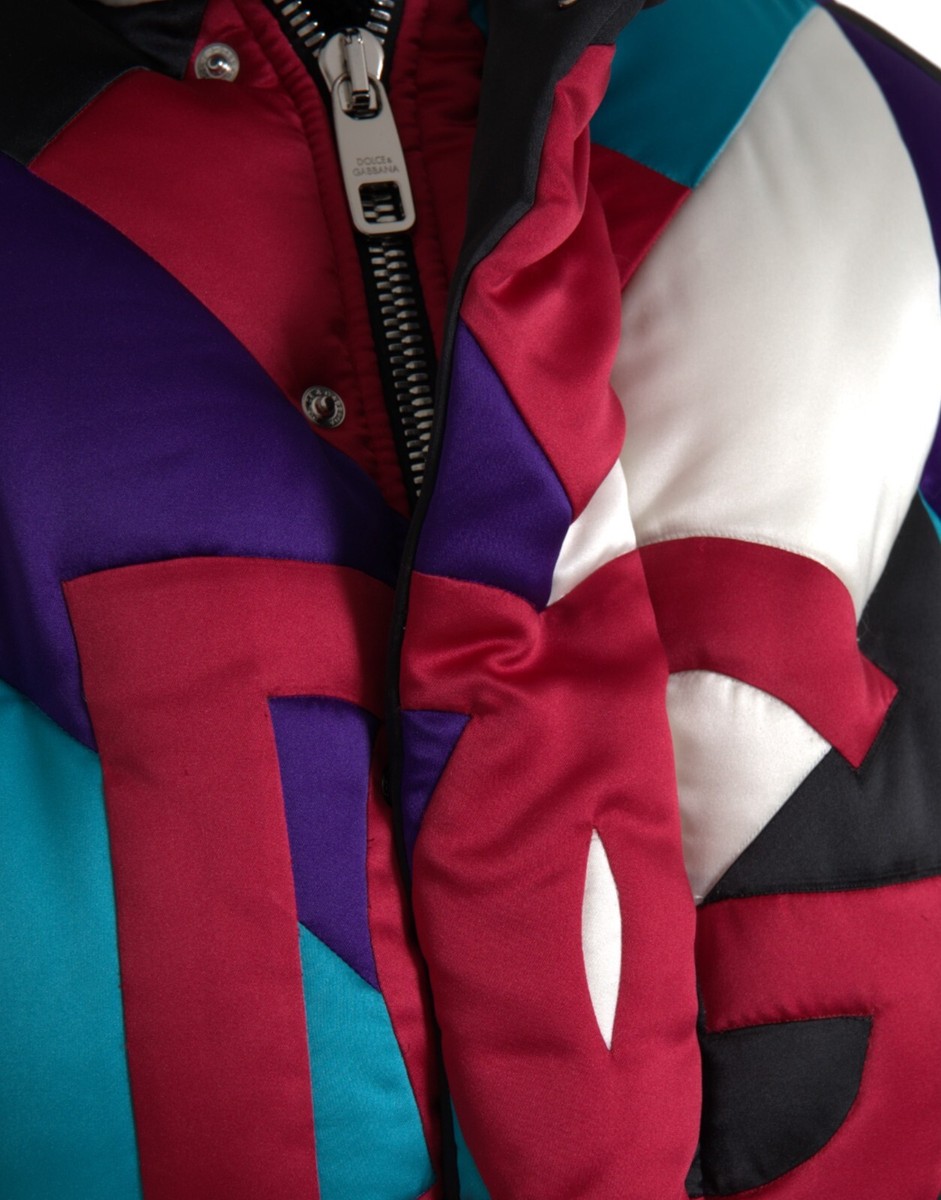 DOLCE & GABBANA Jacket Multicolor Logo Windbreaker Puffer IT52