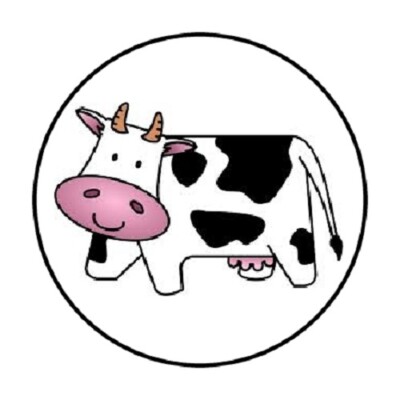 Sticker cow O831|32-sticker label round-2cm letter