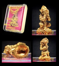 Thai Amulet Charming Hanuman Pidta Gold Color(Pim Yai)Fortune By Pho Than Khling