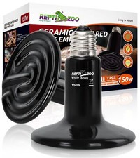 REPTI ZOO 150W Reptile Heat Lamp 2Pack Ceramic Heat Emitter Night Heat Lamp B...